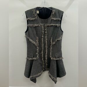 Chic Fringed Sleeveless Tunic in Gray